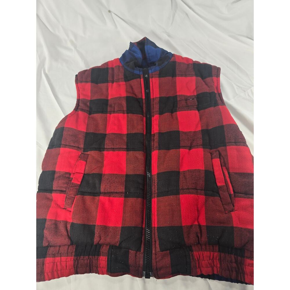 Branded Lion Reversible Buffalo Plaid Vest Men’s L Red Blue Quilted Lumberjack